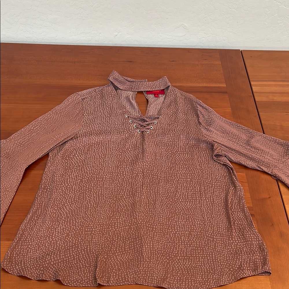 Jennifer Lopez Pink Smocked Blouse with 3/4 Sleeves